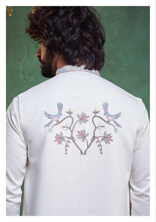 Royal White Printed Kurta Pajama Set