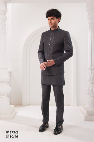 Charcoal Elegance Bandhgala Suit