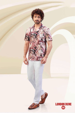 Blush Abstract Cuban Collar Shirt