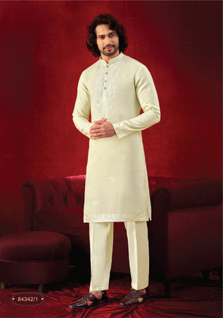 Rangin: Lemon Yellow Ensemble Kurta Set