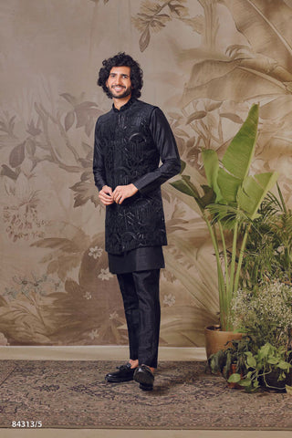 Midnight Elegance Koti Kurta Set