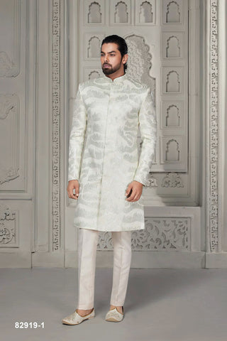 Silver Lining: White Indo-Western Ensemble with Intricate Silver Work