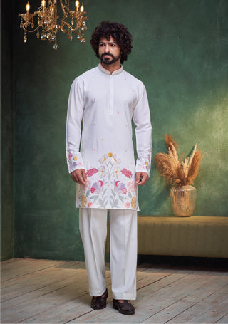 Floral Elegance White Kurta Set
