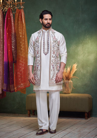 Ivory Regal Embroidered Kurta Pajama Set