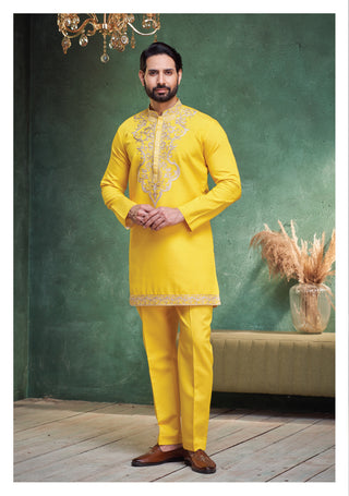 Sunshine Yellow Embroidered Kurta Pajama Set