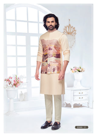Beige Elegance Printed Kurta Set
