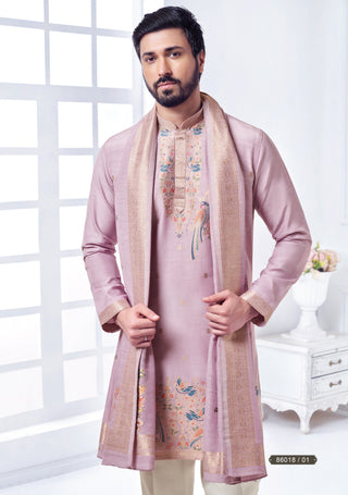 Blush Pink Embroidered Kurta with Dupatta Set