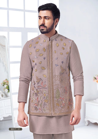 Pastel Meadow Embroidered Nehru Jacket