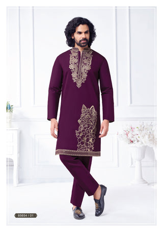 Royal Maroon Fox Embroidered Kurta Set