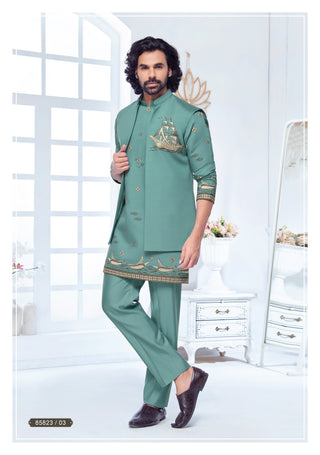 Sea Green Indo-Western Embroidered Set