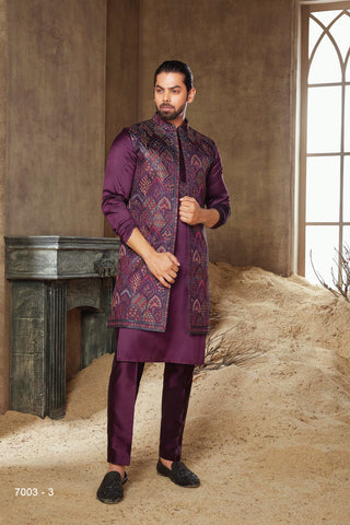 NAAZ:DARK PURPLE KURTA JACKET