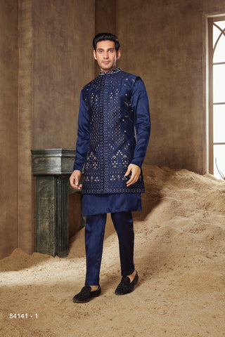 Naaz:Peacock Blue Kurta Jacket