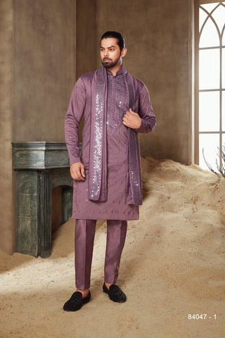 NAAZ: DARK PURPLE KURTA DUPPATA