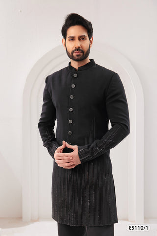 Classic Black Embroidered Sherwani