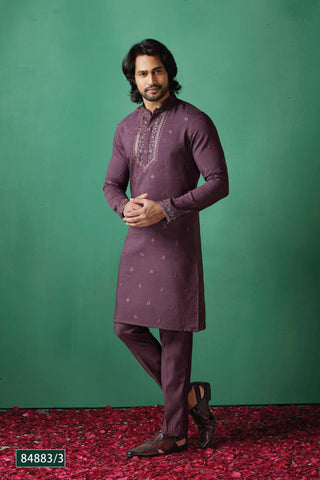 Royal Aubergine Embellished Kurta Set