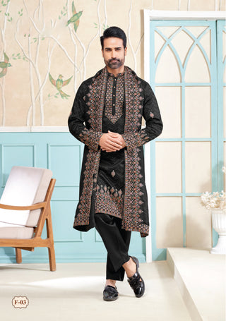 Regal Black Embroidered Kurta Set