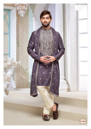 Majestic Grey Embroidered Kurta Set