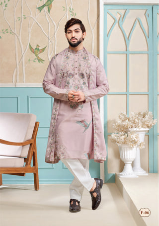 Blush Pink Floral Embroidered Kurta Set
