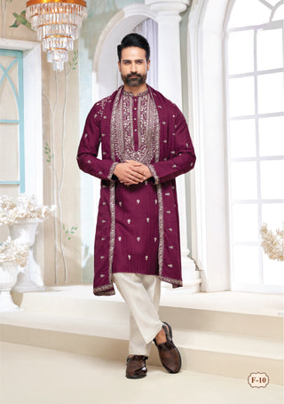 Royal Maroon Embroidered Kurta Set