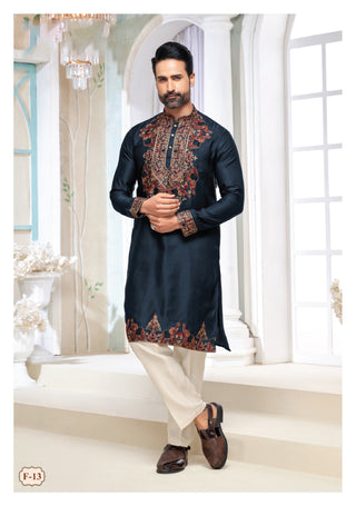 Royal Navy Blue Embroidered Kurta Set