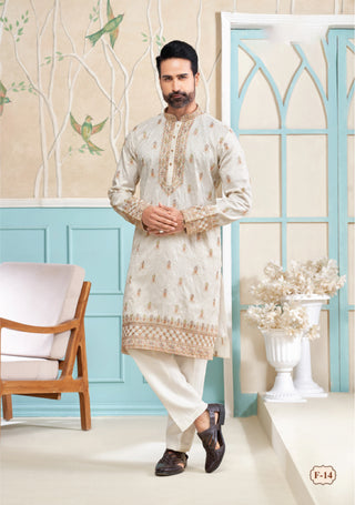 Classic Cream Embroidered Kurta Set