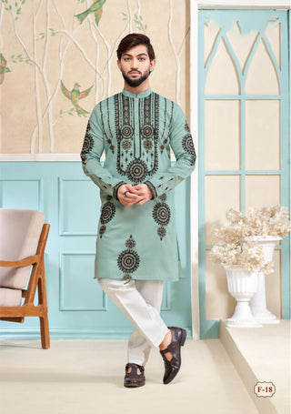 Aqua Green Embroidered Kurta Set