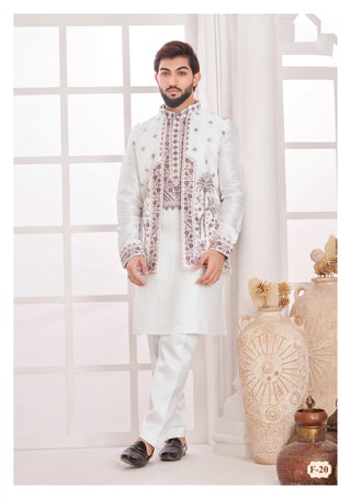 Royal White Embroidered Kurta with Jacket