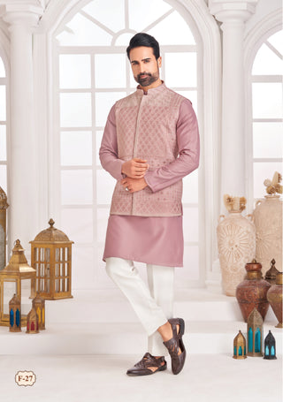 Roohani Rang Embroidered Nehru Jacket Set – Blush Pink & Ivory