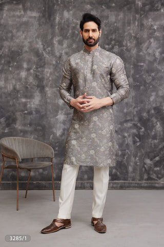 Grey Regal Floral Kurta