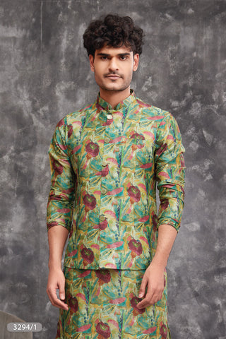 Regal Floral Printed Bandhgala Set