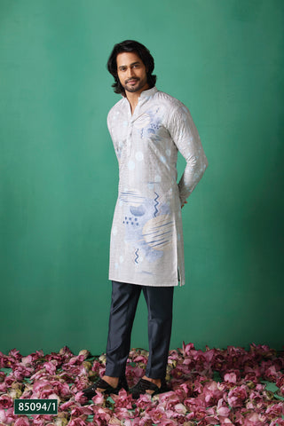 Abstract Blue Elegance Kurta Set