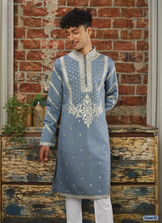 Azure Elegance Embroidered Kurta