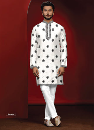 Radiant White Embroidered Kurta Set