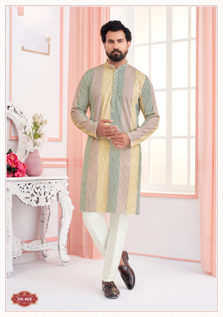 Radiant Broad Stripes Embroidered Kurta Set