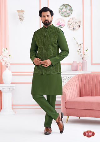 Verdant Vibes: Green Koti Kurta Set