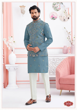 Petal Grace - Blue Koti Kurta Set