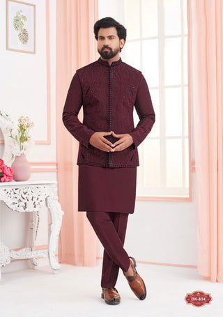 Maroon Royal Elegance Koti Kurta Set