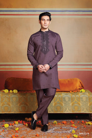 Royal Plum Embroidered Kurta Set