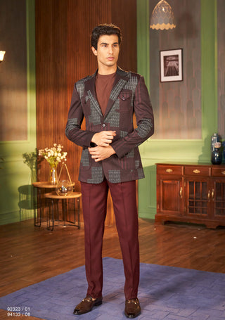 Luxe Maroon Designer Suit Set