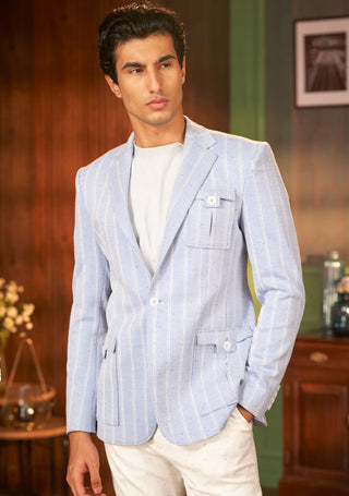 Azure Elegance Checked Blazer