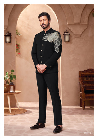 Midnight Bloom Jodhpuri Suit