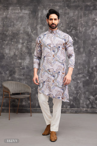 Marble-Inspired Printed Kurta for Men