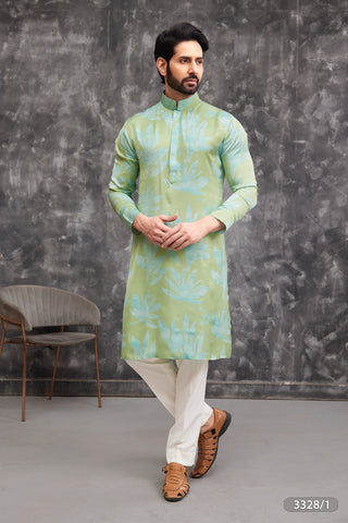 Tropical Green Printed Kurta for Men