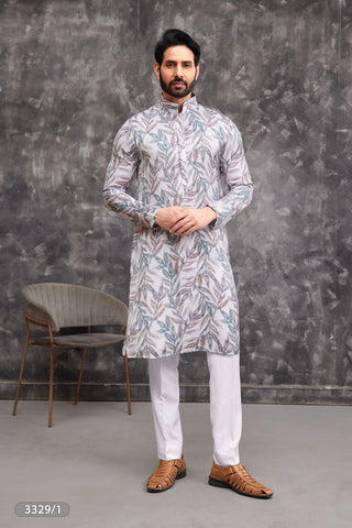 Elegant Botanical Printed Kurta for Men