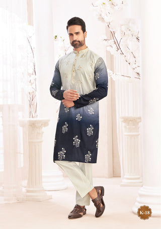 Ombre Blue Embroidered Kurta Set