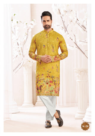 Mustard Yellow Heritage Embroidered Kurta