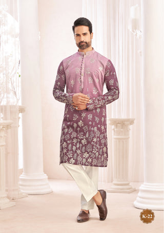 Mauve Majesty Embroidered Kurta Set